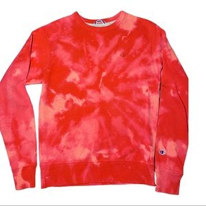 Red Champion Tye Dye Sweatshirt